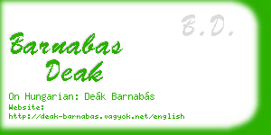 barnabas deak business card